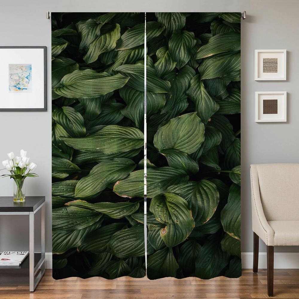 

Домашний интерьер Кухонные шторы для гостиной 2 штуки Блэкаут шторы Дверная штора Листья Перегородка Украшение спальни Тень W50xH70cmx2pcs-CL