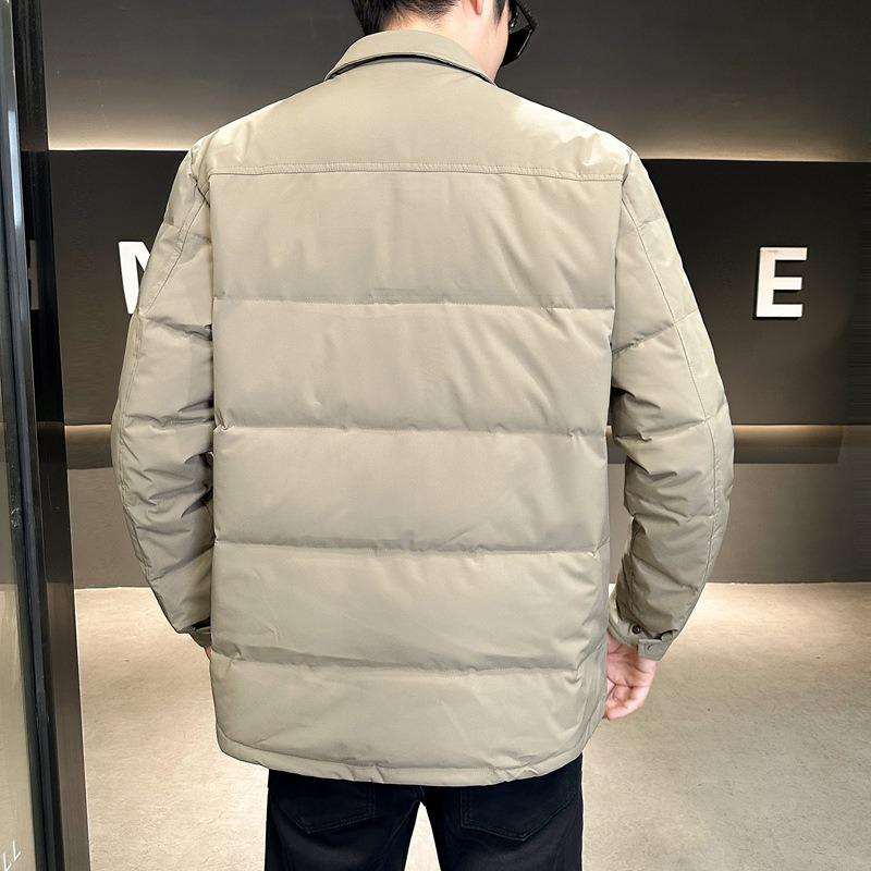 Warm Down Jacket Men's Lapel Middle-aged Dad Top, Cold-resistant 50% White Duck Down Casual Jacket