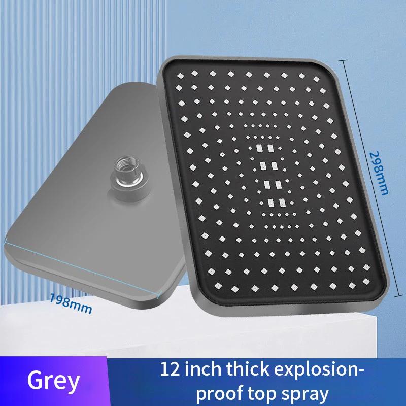 

Большая панель с большим потоком Supercharge Rainfall, потолочная душевая головка с вращением на 360 градусов, высокое давление, Abs Thicken, душ для ванной комнаты серый