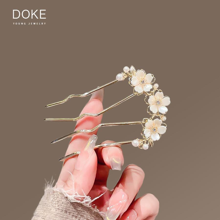 Elegant Pearl U-shaped Hairpin for Women - New Chinese Style Updo Accessory 2025