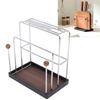 With Drain Tray Knife Holder Stainless Steel, Wood Dish Rag Holder Utensil Holder  Countertop
