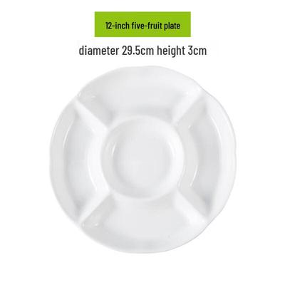 777 Pure White Ceramic Divided Serving Plate
