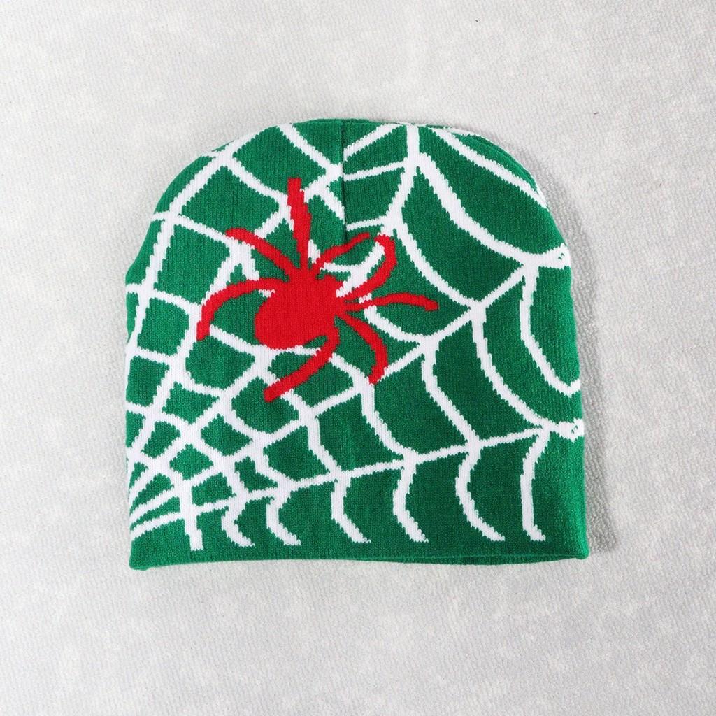 Spider Pattern Knit Beanie For Men And Women Warm Streetwear Fashion 2023