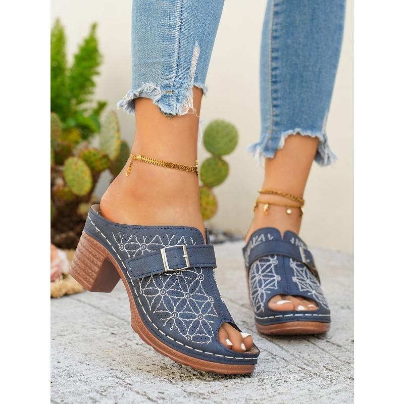 Women's High-Heel Closed-Toe Backless Hollow Fashion Sandals, Stylish Comfort Footwear, Available In Large Sizes.