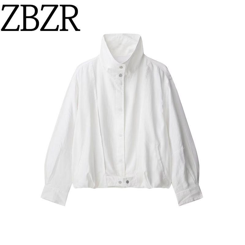 Za Autumn and Winter New Arrivals Women's Clothing Zr European and American Style Loose and Versatile Linen Bomber Jacket Coat 8143327