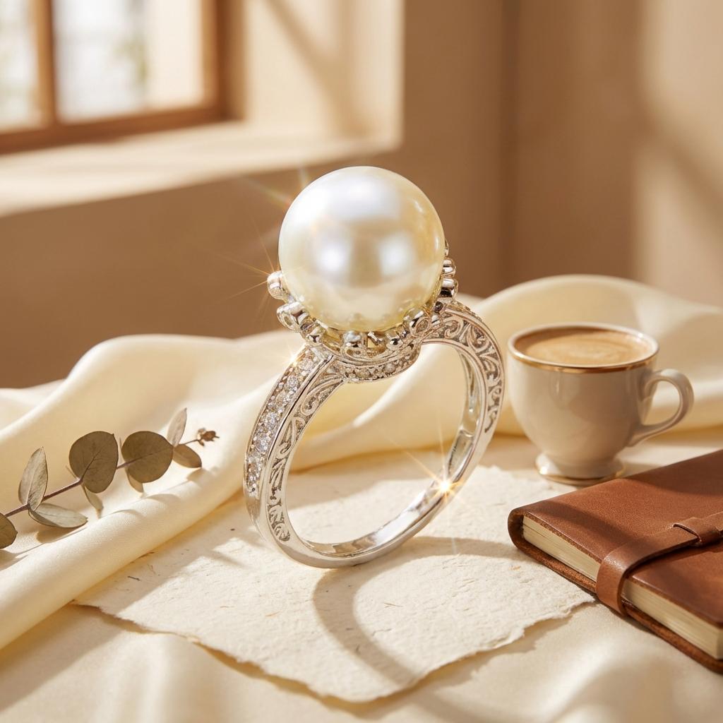 New Design Simple Retro Imitation Pearl Rings for Women Micro Paved Zircon Brass Finger Ring Wedding Party Light Luxury Jewelry