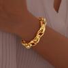 Chunky Chain Bracelet Stainlesss Steel, Bold Link Metal Twist Statement Bracelet for Women,18k Gold Plated Jewelry