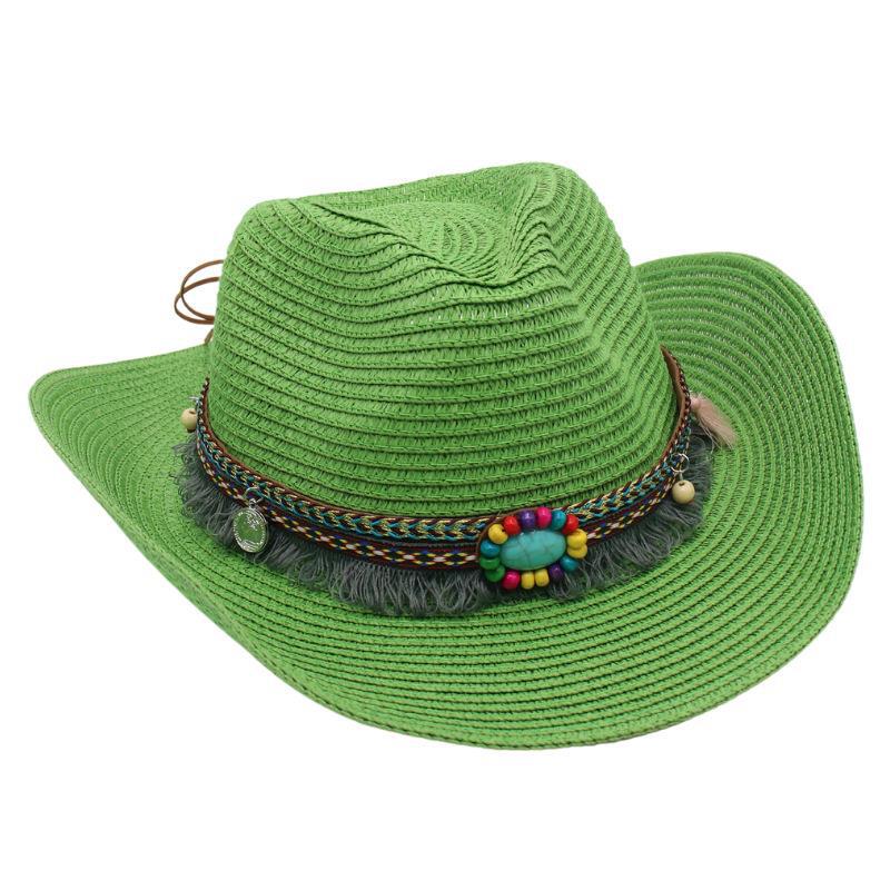 Western Cowboy Straw Hat Summer Sun Hat Beach Hat Ethnic Sun Hat Tibetan Curling