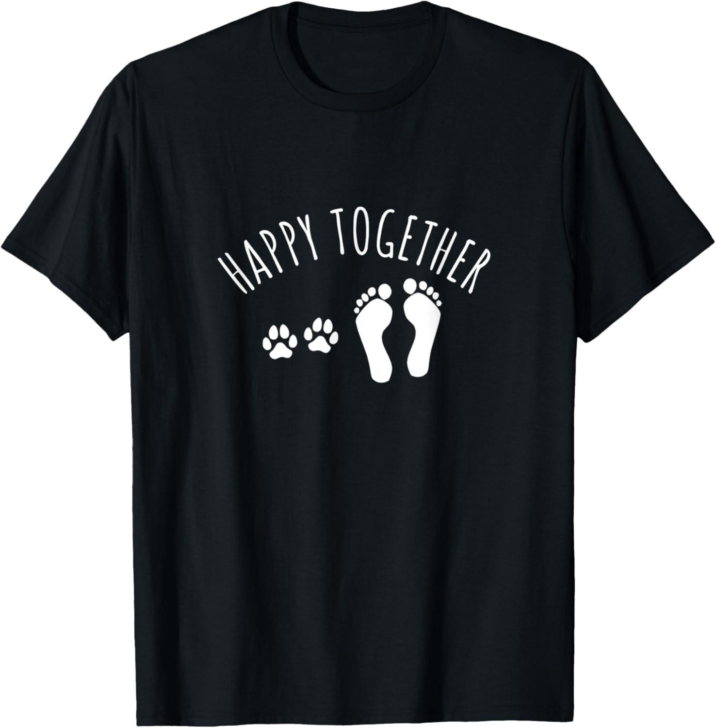 Happy Together Saying Dog Paws and Menschen Foot T-Shirt T-Shirt S разноцветный