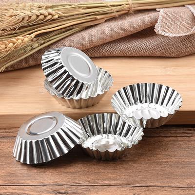50pcs Aluminum Egg Tart Mold Reusable Baking Cup For Cupcake Cookie Dessert Bakeware Diy Round Shape Dessert Bakeware Cutter