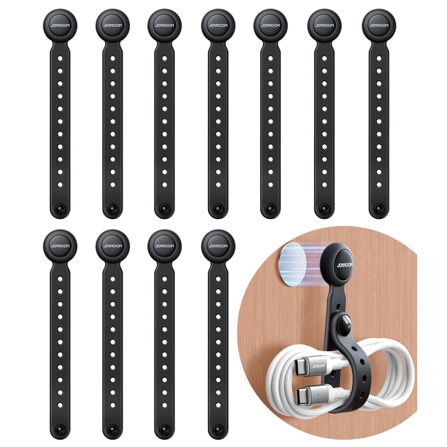 

Industry first Magnetic type 12-piece set Cable band organizing cables JOYROOM Silicone multiple uses clip tie Strong magnet Loss prevention Bundling