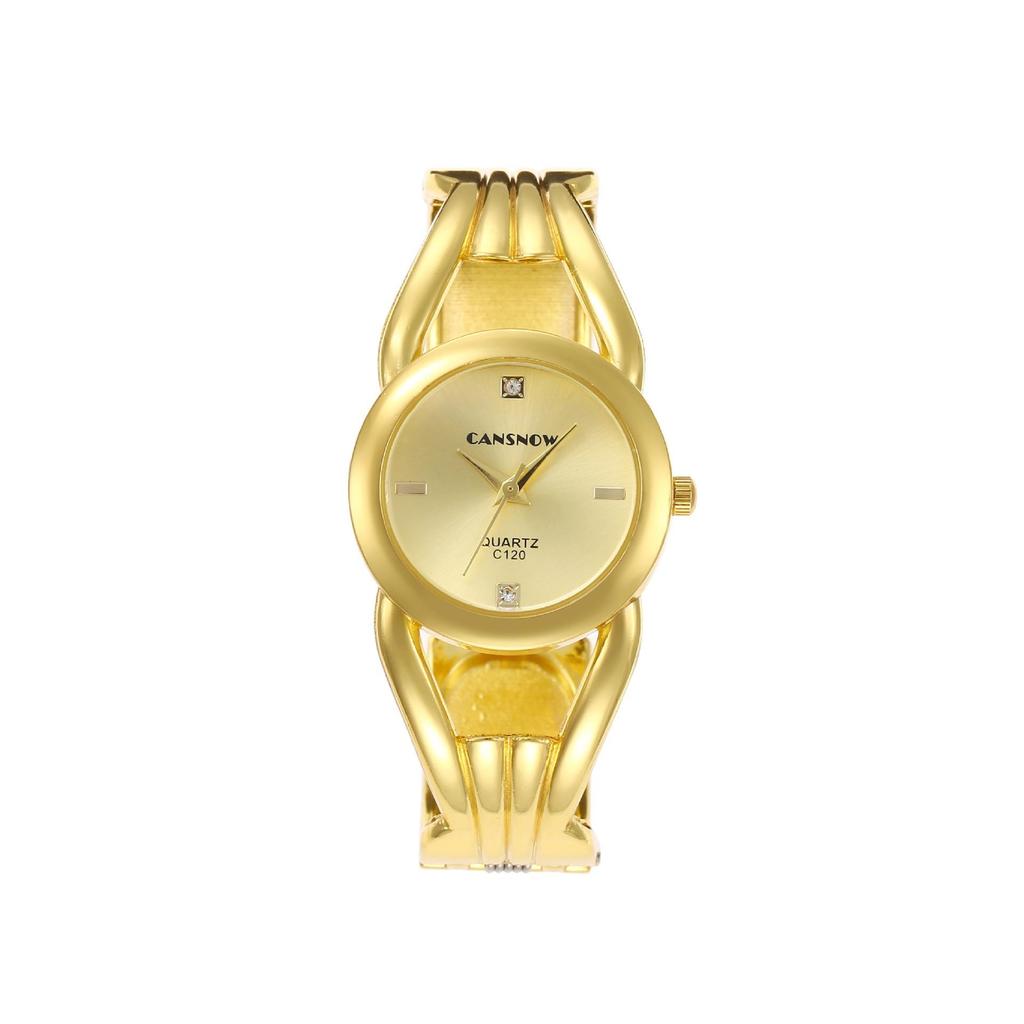 New Luxury Fashion Rhinestone Round Dial Ladies Quartz Bracelet Watch Elegant Female Clock Women's Gold Bangle Wristwatch