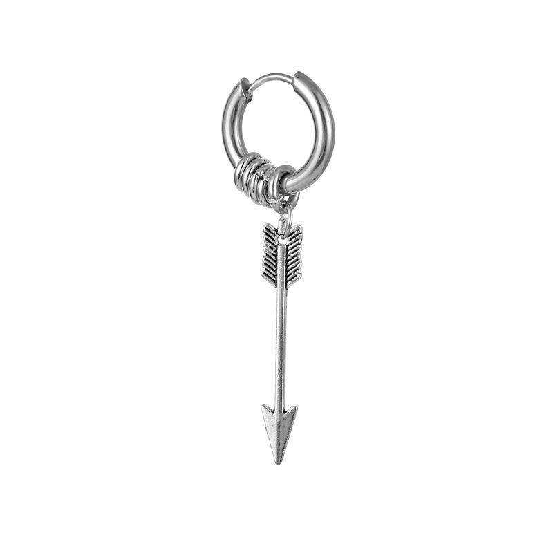 Stainless Steel Nordic Viking Arrow Feather Earrings for Men, Medieval Style