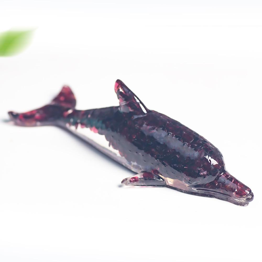 Water Crystal Dolphin Resin Decor With Semiprecious Stones For Home And Gift Use