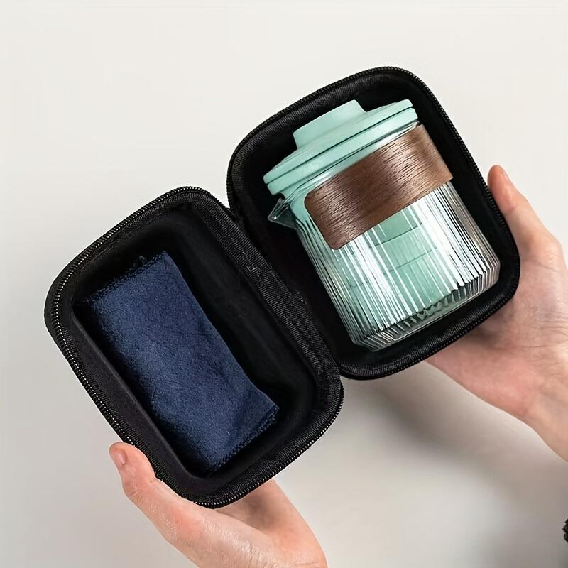 1set  Travel Tea Set Ceramic Express Cup Portable Travel Tea Set One Pot Four Cups Outdoor Car Simple And Portable Foaming