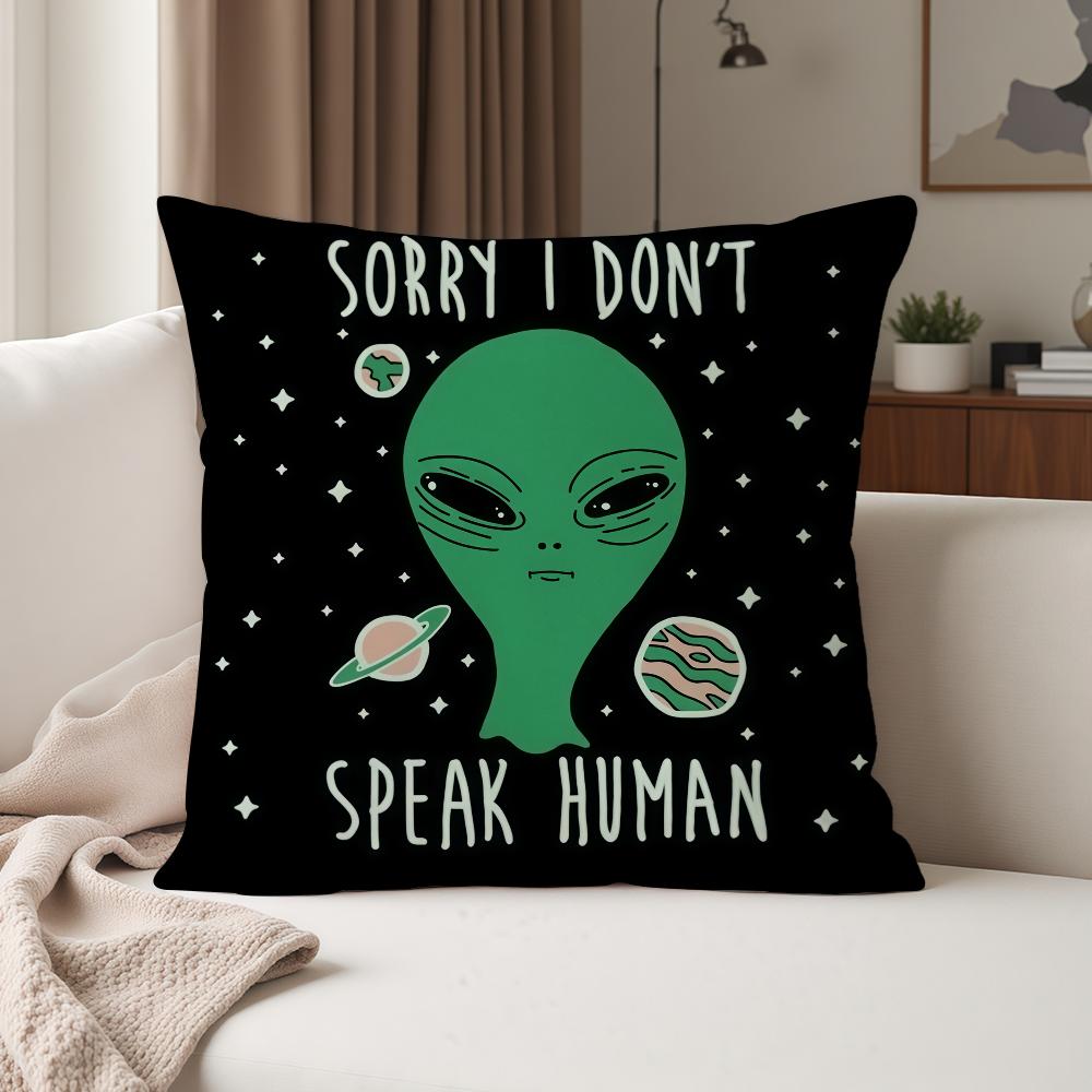 UFO Wir Kommen Zum Feiern Lustige Außerirdische Kissenbezüge Geeignet für Schlafzimmer Wohnzimmer Autos Heimdekoration