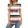 Damenmode Lässig Gestreifter Druck Top Kurzarmhemd Lockerer Pullover