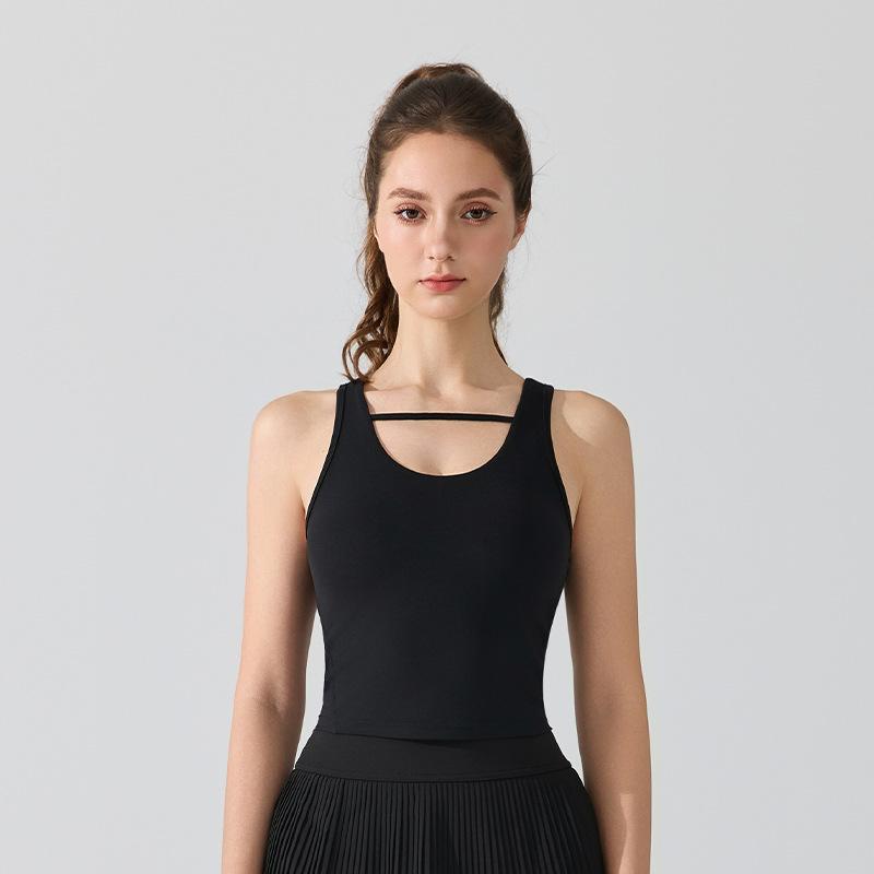 Women's Sexy Breathable Yoga Tank Top with Chest Pad and Wide Straps