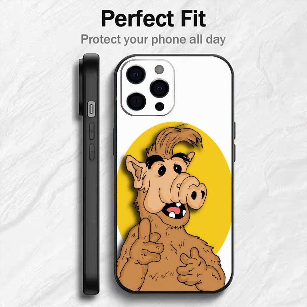 Classic ALF Family Comedy Phone Case For iPhone17,16,15,14,13,12 Plus,Max Soft Silicone Black Cover