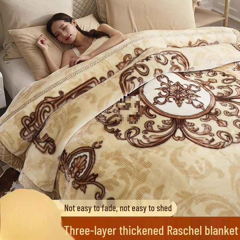 G5Z Double Layer Winter Blanket: Thick Flocked Raschel & Milk Fleece for Cozy Naps.
