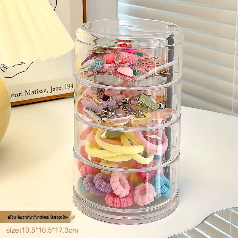 TEMU Rotating Hair Accessory Storage Box with Clips, Headwear, Hair Ties, and Jewelry for Girls.