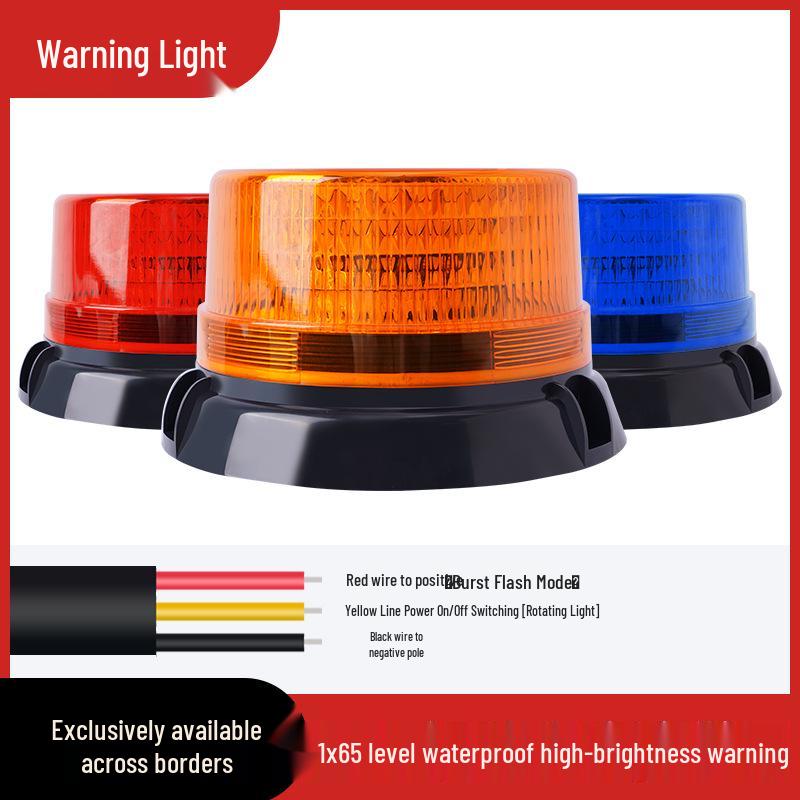 LED Magnetic Strobe Warning Light for Vehicles - Yellow Roof Signal Light for Cars, Trucks, and Forklifts