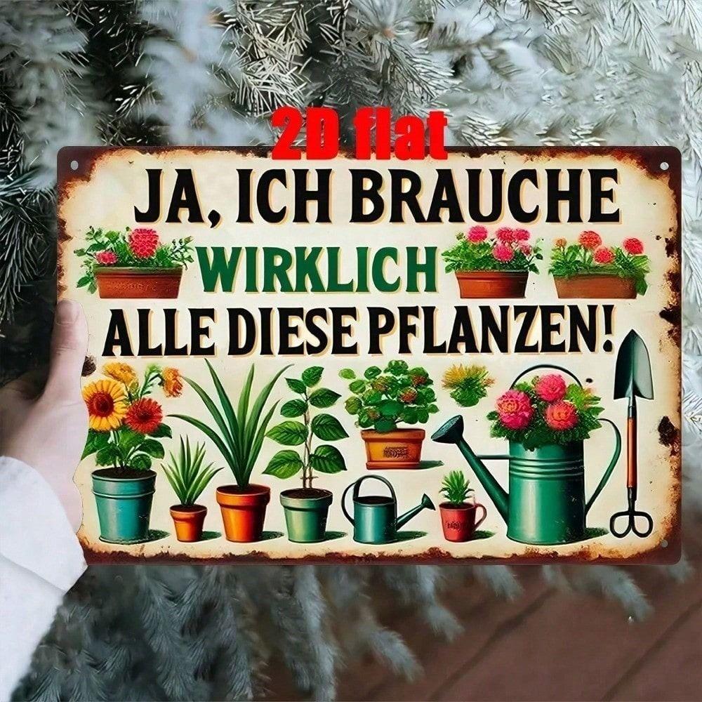 Vintage Metal Plant Sign, Rusty Botanical Iron Wall Decor, 20x30 cm Hanging Ornament for Home and Garden