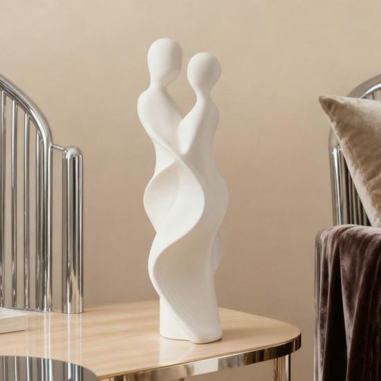 3D Printed Couple Statue Modern Abstract Lovers Figurine Romantic Crafts for Wedding Valentine's Day Gifts Home Bedroom Shelf TV Cabinet Decor