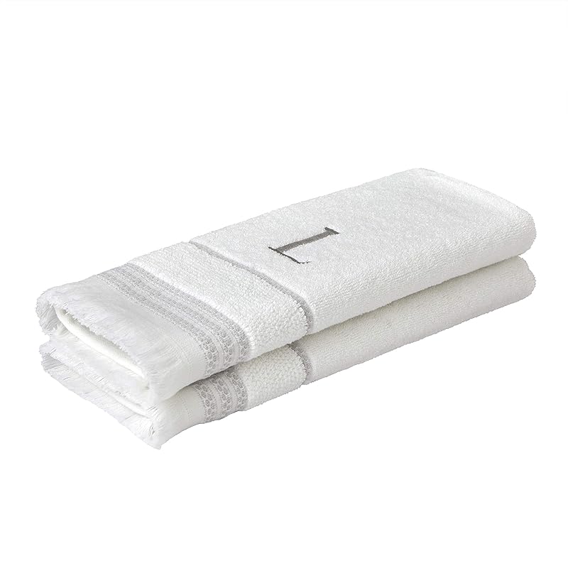 SKL Home Casual Monogram Hand Towel Set, L, 16x26, White 2 Count 16x26 белый
