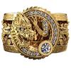 Men's 3D Gold Ring with Diamond-Accented Dragon, Hollow Craft, Retro-Inspired