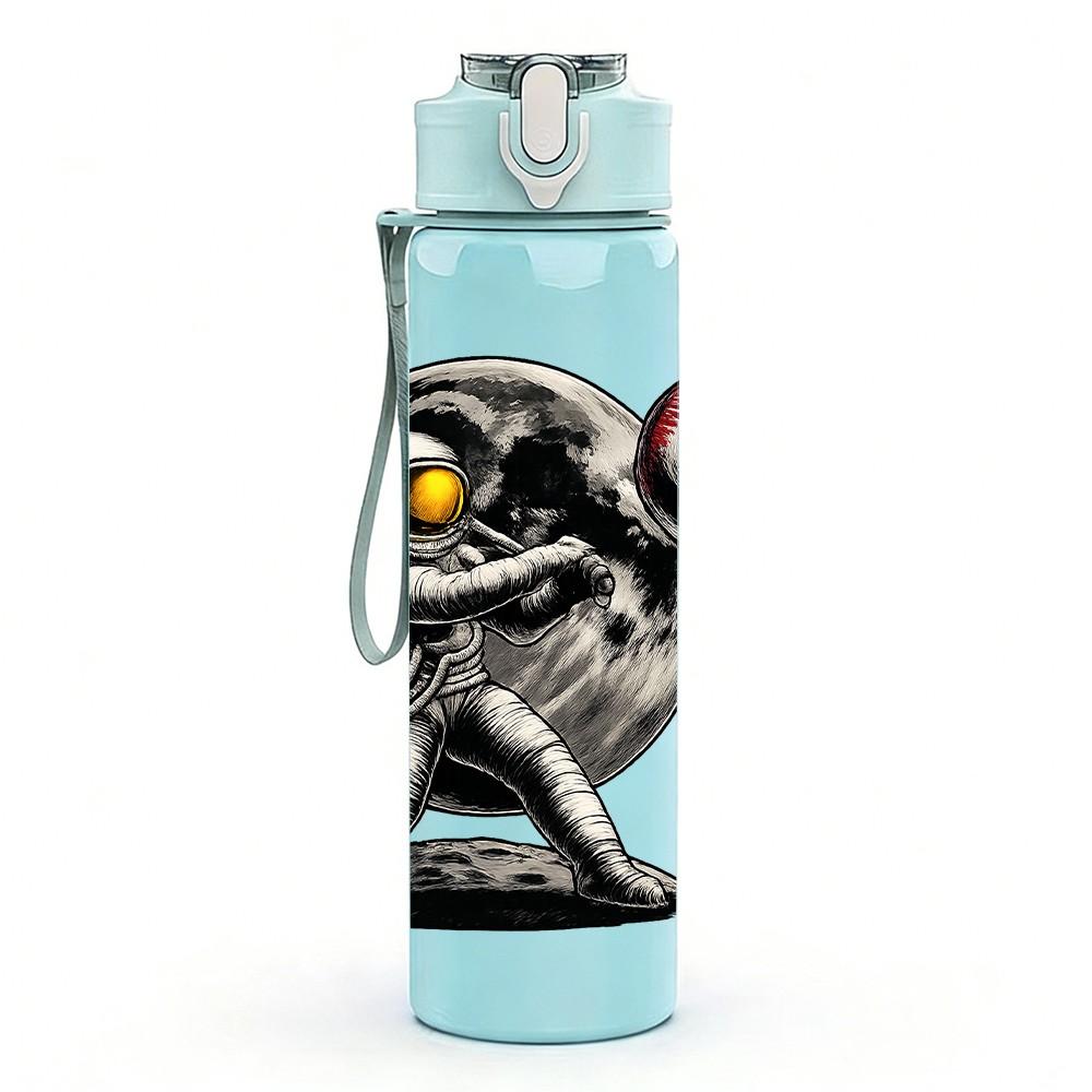 1PC Robot Baseball Character 750ml Color Plastic Sports Water Bottle Leakproof Flip Straw Lid Suitable for Sports Office Home Use
