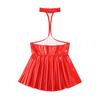 Women's Patent Leather Halter Neck Sexy Backless Bodycon Party MIni Dress Clubwear