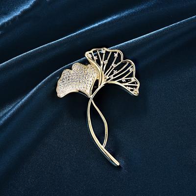 Retro Elegante Ginkgoblatt-Broschen für Damen Hochzeitsfeier Blumen-Broschen Anstecknadel Mode-Brosche Femme