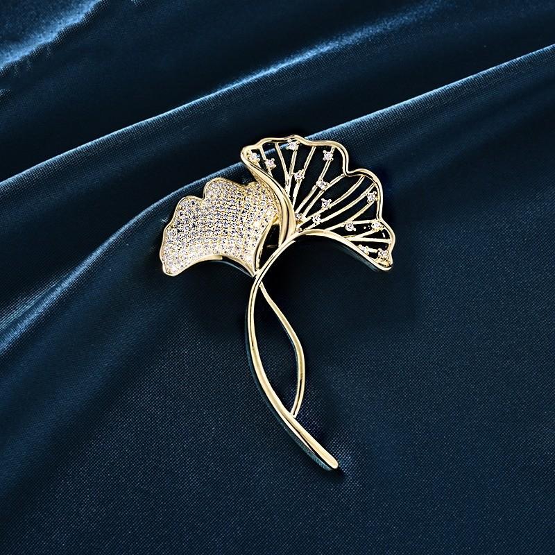 

Ретро Элегантные Броши Листья Гинкго Для Женщин Свадебная Вечеринка Цветочные Броши Булавка Модная Брошь Женская