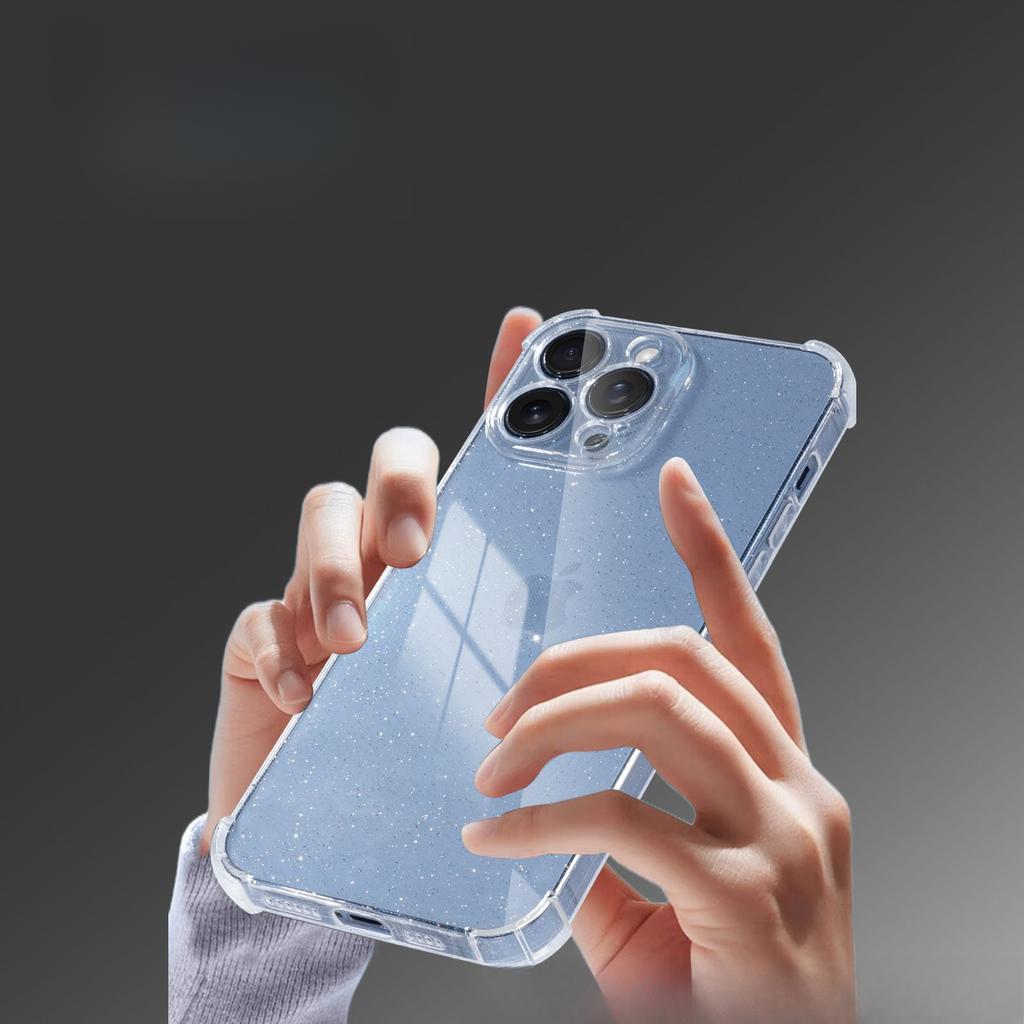 Simple Transparent Flash Powder Suitable for Apple 16 IPhone 15 ProMax14TPU Anti-fall Mobile Phone Protection Case