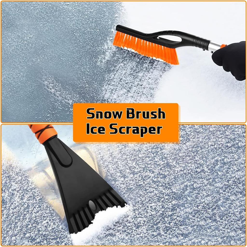 27" Car Snow Brush And Ice Scrapers For Car Windshield, 2-In-1 Detachable Ice Scraper And Brush For Car With Ergonomic Foam Handle, Suitable For