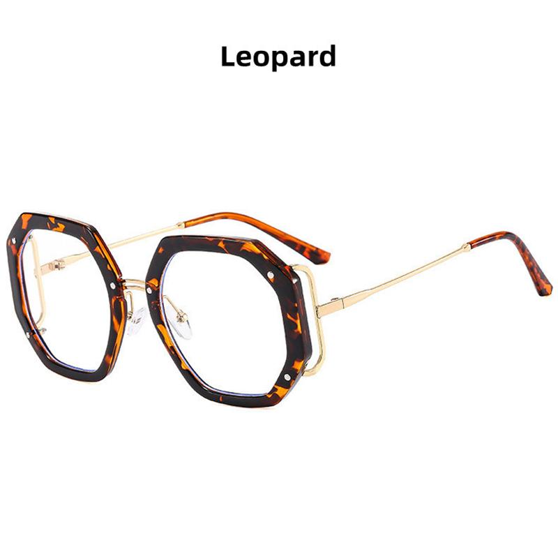 

Fashion European American Casual Polygon Metal Eyeglasses Frame New Multi-Color Option Flat Mirror Women Simple Eyeglass