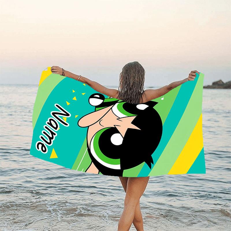 1pc The Powerpuff Girls10 Beach Towel with Custom Name, Beach/Swimming/Bath/Picnic/Camping Towel, Suitable for Seaside Beaches