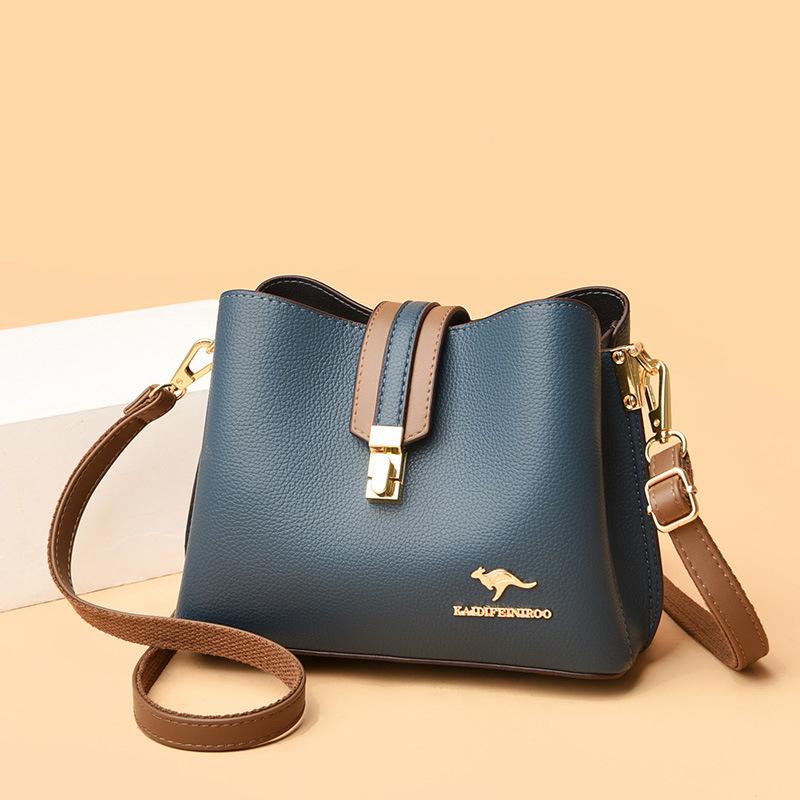 Borsa da donna, Nuova borsa a tracolla, Colore a contrasto, Borsa a secchiello alla moda, Borsa da donna