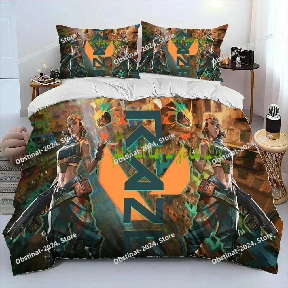 3D VALORANT Game Gamer Cartoon Comforter Bedding Set,Duvet Cover Bed Set Quilt Cover Pillowcase,king Queen Size Bedding Set Kid