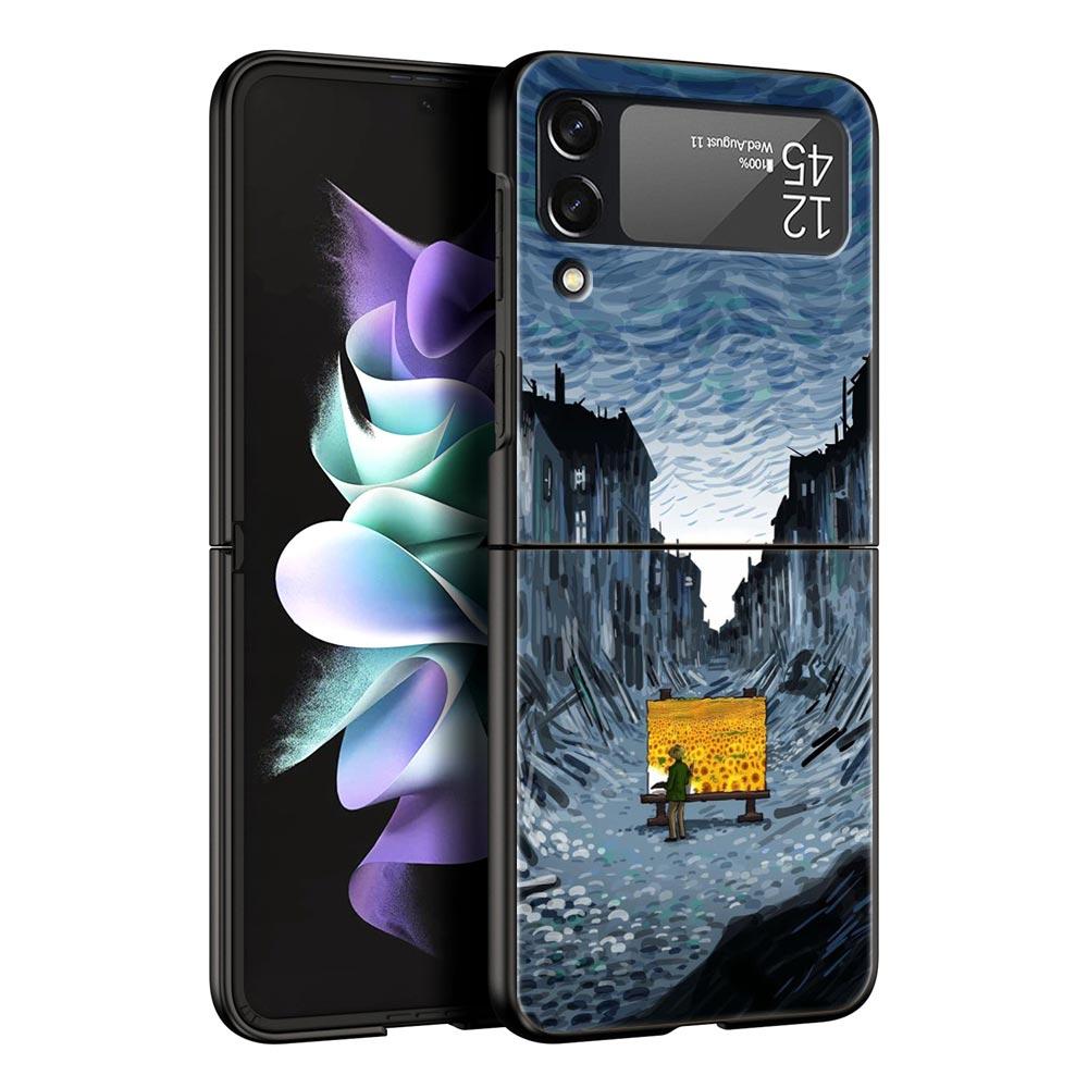 

Художественный эстетический чехол для телефона «Звездный Ван Гог» для Samsung Galaxy Z Flip 3 4 5, черный складной чехол для мобильного телефона, жесткий защитный чехол из ПК Samsung Z Flip 3