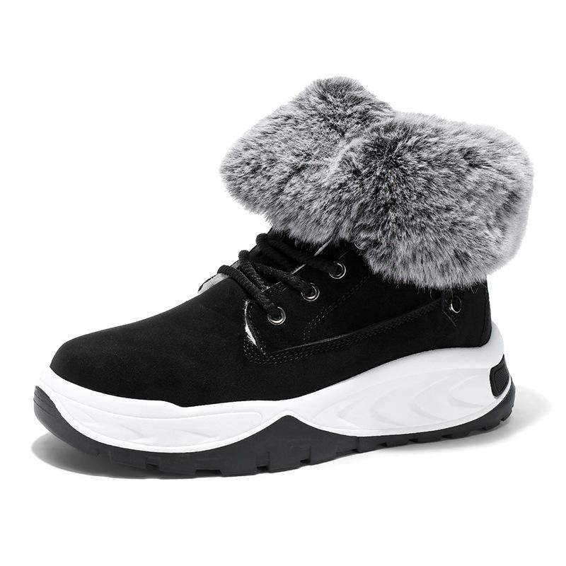 

Outdoor velvet warm snow boots winter new non-slip cotton boots high-top lace-up thick-soled Northeast thickened cotton shoes 44