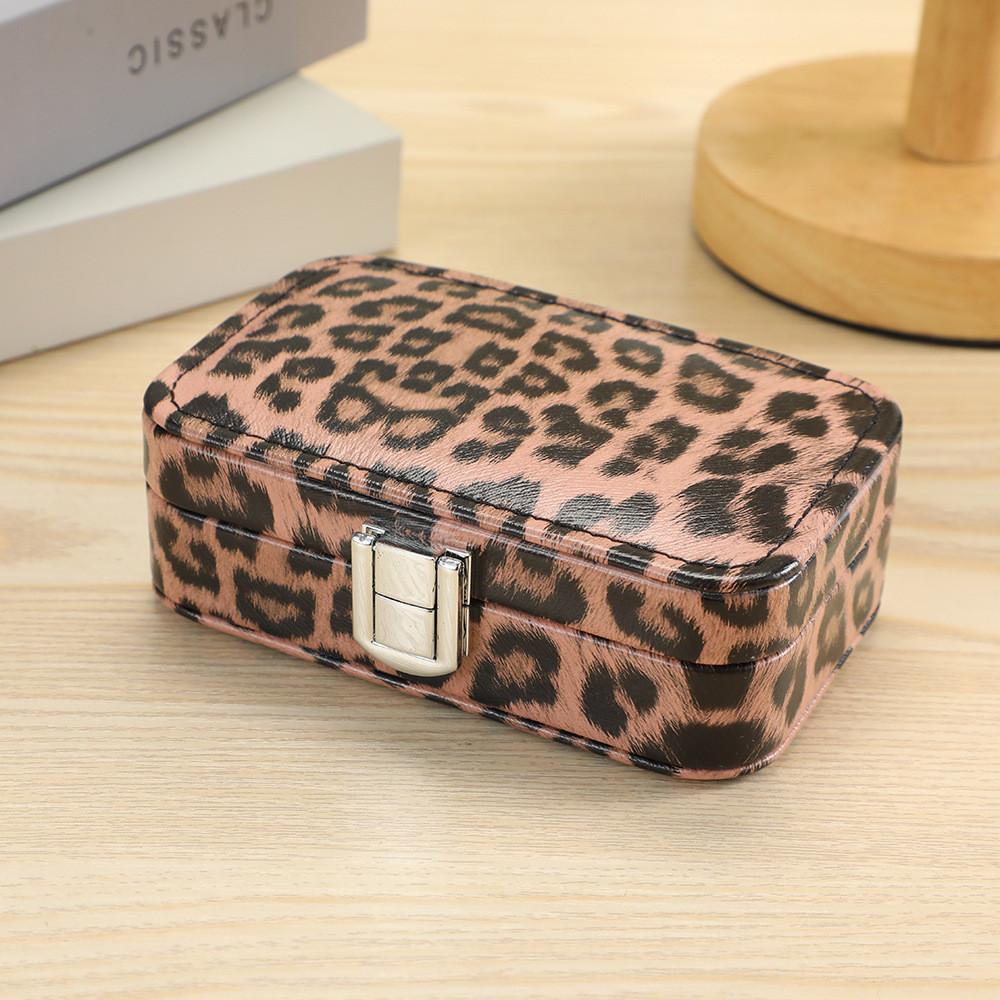Leopard Print Jewelry Box With Pu Leather And Velvet For Travel And Gift Giving