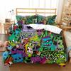 Fashion Bedding Set Cartoon Graffiti Polyester Duvet Cover Pillowcase Single King Double Full Queen Size Polyester Quilt Cover