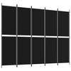 Vidaxl 5-Panel Room Divider, Black, 250X200 Cm, Fabric