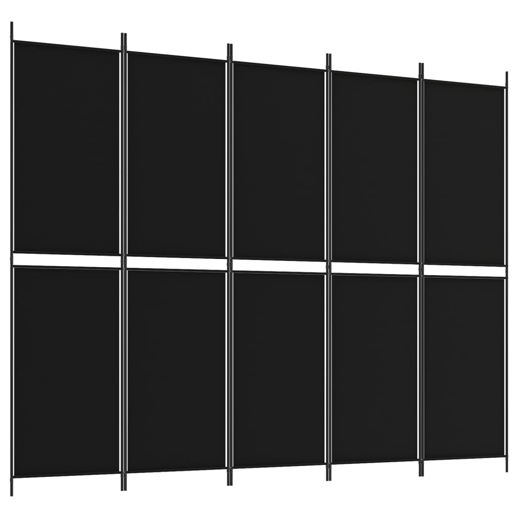 Vidaxl 5-Panel Room Divider, Black, 250X200 Cm, Fabric
