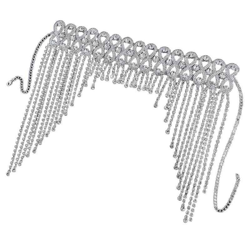 Meier Rhinestone fringed head chain, hair chain, exaggerated personality full diamond stage headdress