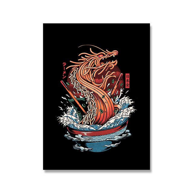 Japanese Food Monster Abstract Canvas Painting Wall Art Pictures Poster and Print for Living Kitchen Restaurant Home Decoration No Frame