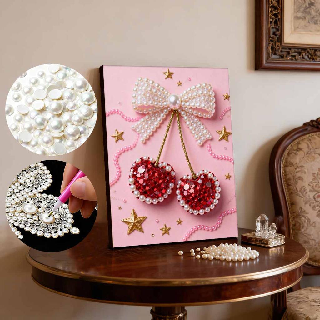 Pearl Painting Kit Cherry Theme Frameless Handicraft DIY Bedroom Decoration Living Room Wall Art Room Decoration Art Craft Decoration