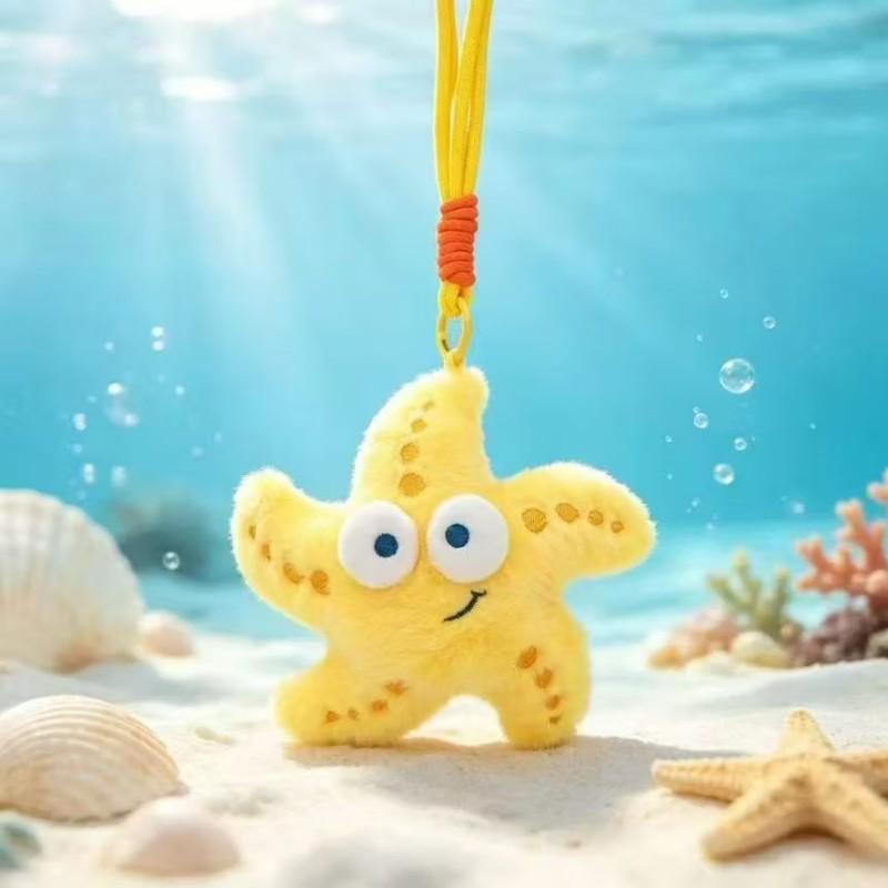 Adorable Marine Animal Plush Keychain: Crab, Lobster, Jellyfish, Shark Bag Charm Souvenir
